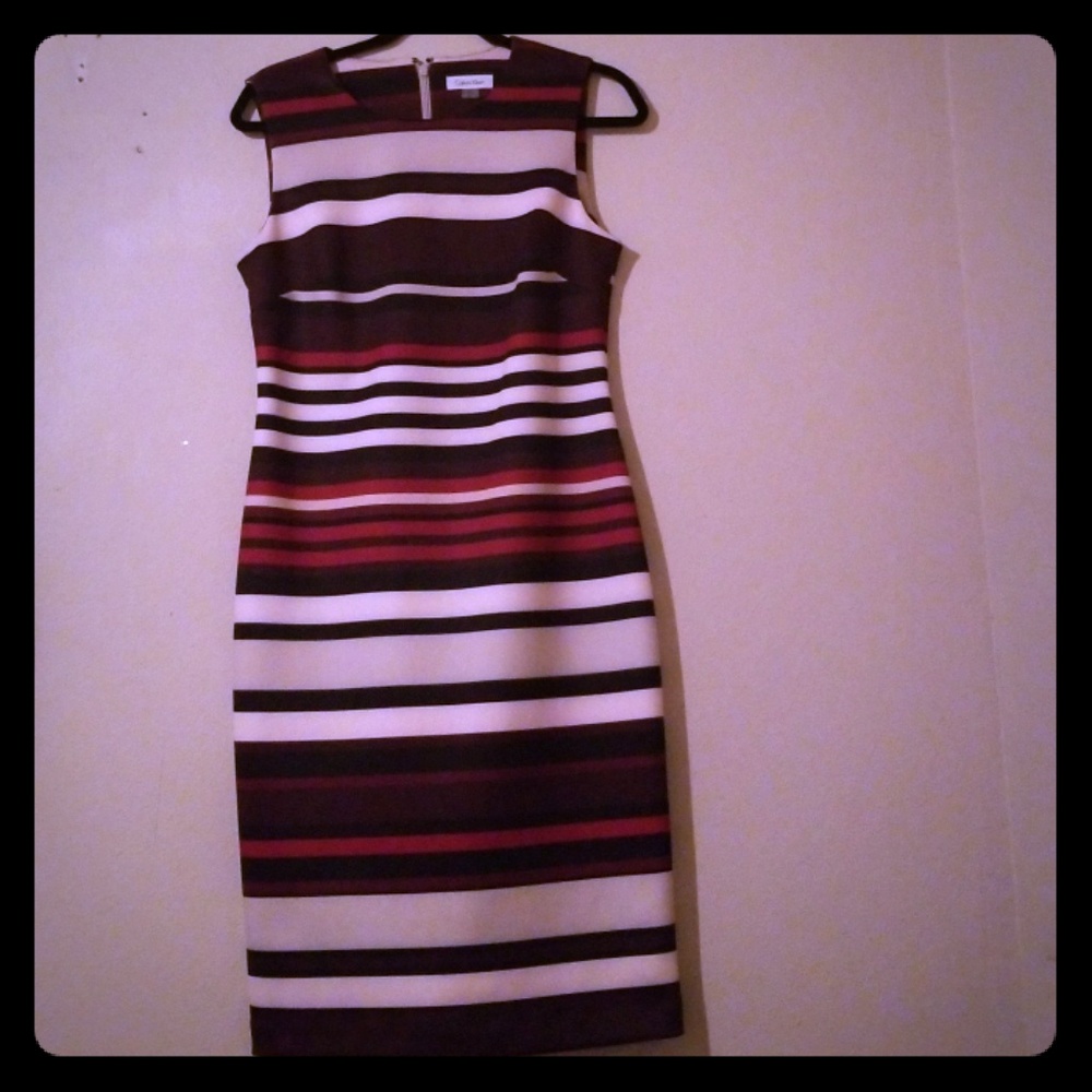 Calvin Klein Striped Scuba Sheath Dress